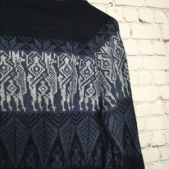 The Alpaca Connection Knit Sweater Pullover Navy Blue Made In Peru Size M - Picture 6 of 13